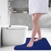 imageSmiry Memory Foam Toilet Rugs UShaped 24x20 Extra Soft Absorbent NonSlip Contour Bathroom Rugs Machine Washable Bath Mats for Toilet BlackNavy Blue