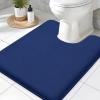 imageSmiry Memory Foam Toilet Rugs UShaped 24x20 Extra Soft Absorbent NonSlip Contour Bathroom Rugs Machine Washable Bath Mats for Toilet BlackNavy Blue
