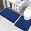 imageSmiry Memory Foam Toilet Rugs UShaped 24x20 Extra Soft Absorbent NonSlip Contour Bathroom Rugs Machine Washable Bath Mats for Toilet BlackNavy Blue
