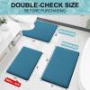 imageSmiry Memory Foam Toilet Rugs UShaped 24x20 Extra Soft Absorbent NonSlip Contour Bathroom Rugs Machine Washable Bath Mats for Toilet BlackPeacock Blue