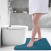 imageSmiry Memory Foam Toilet Rugs UShaped 24x20 Extra Soft Absorbent NonSlip Contour Bathroom Rugs Machine Washable Bath Mats for Toilet BlackPeacock Blue