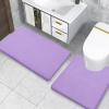 imageSmiry Memory Foam Toilet Rugs UShaped 24x20 Extra Soft Absorbent NonSlip Contour Bathroom Rugs Machine Washable Bath Mats for Toilet BlackPurple
