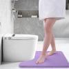 imageSmiry Memory Foam Toilet Rugs UShaped 24x20 Extra Soft Absorbent NonSlip Contour Bathroom Rugs Machine Washable Bath Mats for Toilet BlackPurple