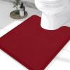 imageSmiry Memory Foam Toilet Rugs UShaped 24x20 Extra Soft Absorbent NonSlip Contour Bathroom Rugs Machine Washable Bath Mats for Toilet BlackRed