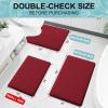 imageSmiry Memory Foam Toilet Rugs UShaped 24x20 Extra Soft Absorbent NonSlip Contour Bathroom Rugs Machine Washable Bath Mats for Toilet BlackRed