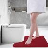 imageSmiry Memory Foam Toilet Rugs UShaped 24x20 Extra Soft Absorbent NonSlip Contour Bathroom Rugs Machine Washable Bath Mats for Toilet BlackRed