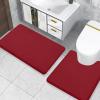imageSmiry Memory Foam Toilet Rugs UShaped 24x20 Extra Soft Absorbent NonSlip Contour Bathroom Rugs Machine Washable Bath Mats for Toilet BlackRed