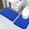 imageSmiry Memory Foam Toilet Rugs UShaped 24x20 Extra Soft Absorbent NonSlip Contour Bathroom Rugs Machine Washable Bath Mats for Toilet BlackRoyal Blue