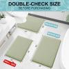 imageSmiry Memory Foam Toilet Rugs UShaped 24x20 Extra Soft Absorbent NonSlip Contour Bathroom Rugs Machine Washable Bath Mats for Toilet BlackSage Green