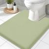 imageSmiry Memory Foam Toilet Rugs UShaped 24x20 Extra Soft Absorbent NonSlip Contour Bathroom Rugs Machine Washable Bath Mats for Toilet BlackSage Green
