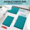 imageSmiry Memory Foam Toilet Rugs UShaped 24x20 Extra Soft Absorbent NonSlip Contour Bathroom Rugs Machine Washable Bath Mats for Toilet BlackTeal