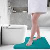imageSmiry Memory Foam Toilet Rugs UShaped 24x20 Extra Soft Absorbent NonSlip Contour Bathroom Rugs Machine Washable Bath Mats for Toilet BlackTeal