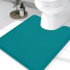 imageSmiry Memory Foam Toilet Rugs UShaped 24x20 Extra Soft Absorbent NonSlip Contour Bathroom Rugs Machine Washable Bath Mats for Toilet BlackTeal