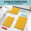 imageSmiry Memory Foam Toilet Rugs UShaped 24x20 Extra Soft Absorbent NonSlip Contour Bathroom Rugs Machine Washable Bath Mats for Toilet BlackYellow