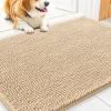 imageSmiry Dog Door Mat for Muddy Paws 30x20 Absorbs Moisture and Dirt Doormat NonSlip Washable Quick Dry Chenille Front Door Mat Indoor Entrance Entryway Carpet for Inside Floor Navy BlueBeige