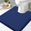 imageSmiry Memory Foam Toilet Rugs UShaped 24x20 Extra Soft Absorbent NonSlip Contour Bathroom Rugs Machine Washable Bath Mats for Toilet BlackNavy Blue