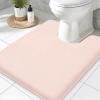 imageSmiry Memory Foam Toilet Rugs UShaped 24x20 Extra Soft Absorbent NonSlip Contour Bathroom Rugs Machine Washable Bath Mats for Toilet BlackPink