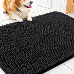 imageSmiry Dog Door Mat for Muddy Paws 30x20 Absorbs Moisture and Dirt Doormat NonSlip Washable Quick Dry Chenille Front Door Mat Indoor Entrance Entryway Carpet for Inside Floor Navy BlueBlack