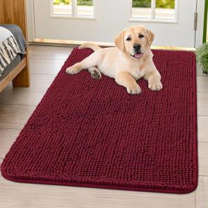 imageSmiry Dog Door Mat for Muddy Paws 30x20 Absorbs Moisture and Dirt Doormat NonSlip Washable Quick Dry Chenille Front Door Mat Indoor Entrance Entryway Carpet for Inside Floor Navy BlueBurgundy
