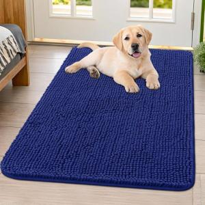 imageSmiry Dog Door Mat for Muddy Paws 30x20 Absorbs Moisture and Dirt Doormat NonSlip Washable Quick Dry Chenille Front Door Mat Indoor Entrance Entryway Carpet for Inside Floor Navy BlueNavy Blue