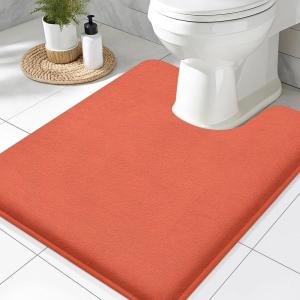 imageSmiry Memory Foam Toilet Rugs UShaped 24x20 Extra Soft Absorbent NonSlip Contour Bathroom Rugs Machine Washable Bath Mats for Toilet BlackCoral