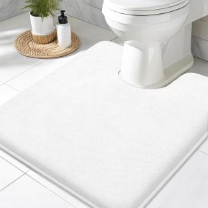 imageSmiry Memory Foam Toilet Rugs UShaped 24x20 Extra Soft Absorbent NonSlip Contour Bathroom Rugs Machine Washable Bath Mats for Toilet BlackWhite