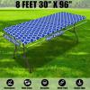 imageSmiry 2 Pack Rectangle Table Cloth 6 Foot Waterproof Elastic Fitted Tablecloths Windproof Washable Polyester Table Cover for Picnic Camping Outdoor Black 30quotx72quotBlue