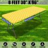 imageSmiry 2 Pack Rectangle Table Cloth 6 Foot Waterproof Elastic Fitted Tablecloths Windproof Washable Polyester Table Cover for Picnic Camping Outdoor Black 30quotx72quotYellow