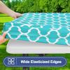 imageSmiry 2 Pack Rectangle Table Cloth 6 Foot Waterproof Elastic Fitted Tablecloths Windproof Washable Polyester Table Cover for Picnic Camping Outdoor Black 30quotx72quotAqua