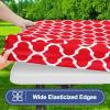 imageSmiry 2 Pack Rectangle Table Cloth 6 Foot Waterproof Elastic Fitted Tablecloths Windproof Washable Polyester Table Cover for Picnic Camping Outdoor Black 30quotx72quotRed
