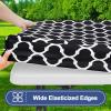 imageSmiry 2 Pack Rectangle Table Cloth 6 Foot Waterproof Elastic Fitted Tablecloths Windproof Washable Polyester Table Cover for Picnic Camping Outdoor Black 30quotx72quotBlack