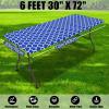imageSmiry 2 Pack Rectangle Table Cloth 6 Foot Waterproof Elastic Fitted Tablecloths Windproof Washable Polyester Table Cover for Picnic Camping Outdoor Black 30quotx72quotBlue