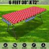 imageSmiry 2 Pack Rectangle Table Cloth 6 Foot Waterproof Elastic Fitted Tablecloths Windproof Washable Polyester Table Cover for Picnic Camping Outdoor Black 30quotx72quotRed