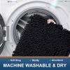 imageSmiry Bathroom Rugs Set 2 Piece Soft Absorbent Chenille Bath Mat and UShaped Toilet Rug Set Non Slip Shaggy Bath Carpet for Tub Shower and Floor 24x1624x20 BlackBlack