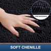 imageSmiry Bathroom Rugs Set 2 Piece Soft Absorbent Chenille Bath Mat and UShaped Toilet Rug Set Non Slip Shaggy Bath Carpet for Tub Shower and Floor 24x1624x20 BlackBlack