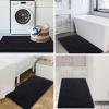 imageSmiry Bathroom Rugs Set 2 Piece Soft Absorbent Chenille Bath Mat and UShaped Toilet Rug Set Non Slip Shaggy Bath Carpet for Tub Shower and Floor 24x1624x20 BlackBlack