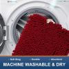 imageSmiry Bathroom Rugs Set 2 Piece Soft Absorbent Chenille Bath Mat and UShaped Toilet Rug Set Non Slip Shaggy Bath Carpet for Tub Shower and Floor 24x1624x20 BlackBurgundy