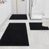 imageSmiry Bathroom Rugs Set 2 Piece Soft Absorbent Chenille Bath Mat and UShaped Toilet Rug Set Non Slip Shaggy Bath Carpet for Tub Shower and Floor 24x1624x20 BlackBlack