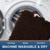 imageSmiry Bathroom Rugs Set 2 Piece Soft Absorbent Chenille Bath Mat and UShaped Toilet Rug Set Non Slip Shaggy Bath Carpet for Tub Shower and Floor 24x1624x20 BlackBrown