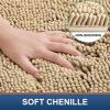imageSmiry Bathroom Rugs Set 2 Piece Soft Absorbent Chenille Bath Mat and UShaped Toilet Rug Set Non Slip Shaggy Bath Carpet for Tub Shower and Floor 24x1624x20 BlackBeige
