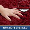 imageSmiry Bathroom Rugs Set 2 Piece Soft Absorbent Chenille Bath Mat and UShaped Toilet Rug Set Non Slip Shaggy Bath Carpet for Tub Shower and Floor 24x1624x20 BlackBurgundy