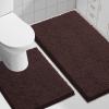 imageSmiry Bathroom Rugs Set 2 Piece Soft Absorbent Chenille Bath Mat and UShaped Toilet Rug Set Non Slip Shaggy Bath Carpet for Tub Shower and Floor 24x1624x20 BlackBrown