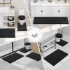 imageSmiry Bathroom Rugs Sets 2 Piece Soft Absorbent Chenille Machine Washable Non Slip Shaggy Bath Rug Set for Tub Shower and Floor 30x2024x16 BeigeBlack
