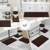 imageSmiry Bathroom Rugs Sets 2 Piece Soft Absorbent Chenille Machine Washable Non Slip Shaggy Bath Rug Set for Tub Shower and Floor 30x2024x16 BeigeBrown