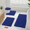 imageSmiry Bathroom Rugs Sets 2 Piece Soft Absorbent Chenille Machine Washable Non Slip Shaggy Bath Rug Set for Tub Shower and Floor 30x2024x16 BeigeRoyal Blue