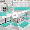 imageSmiry Bathroom Rugs Sets 2 Piece Soft Absorbent Chenille Machine Washable Non Slip Shaggy Bath Rug Set for Tub Shower and Floor 30x2024x16 BeigeTurquoise