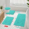 imageSmiry Bathroom Rugs Sets 2 Piece Soft Absorbent Chenille Machine Washable Non Slip Shaggy Bath Rug Set for Tub Shower and Floor 30x2024x16 BeigeTurquoise