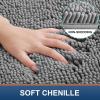 imageSmiry Bathroom Rugs and Mats Set 2 Piece U Shaped Chenille Bath Mat and UShaped Toilet Rug Set Non Slip Absorbent Shaggy Bath Rug for Tub Shower and Bath Room 30quot x 20quot24quot x 20quot WhiteDark Grey