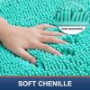 imageSmiry Bathroom Rugs and Mats Set 2 Piece U Shaped Chenille Bath Mat and UShaped Toilet Rug Set Non Slip Absorbent Shaggy Bath Rug for Tub Shower and Bath Room 30quot x 20quot24quot x 20quot WhiteTurquoise
