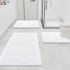imageSmiry Bathroom Rugs and Mats Set 2 Piece U Shaped Chenille Bath Mat and UShaped Toilet Rug Set Non Slip Absorbent Shaggy Bath Rug for Tub Shower and Bath Room 30quot x 20quot24quot x 20quot WhiteWhite